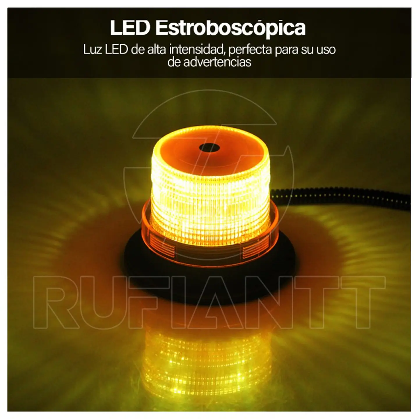 Baliza Led Con Imán Color Ambar Estroboscópica 12 - 60Vdc Emergencia 5