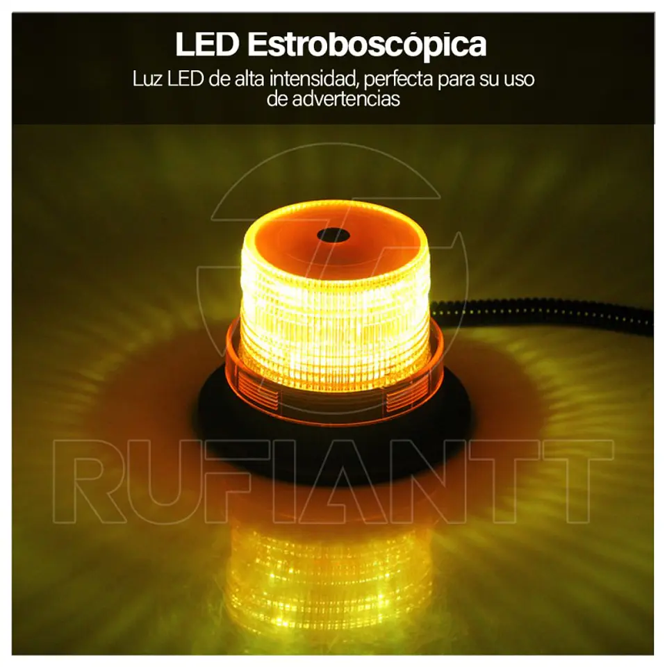 Baliza Led Con Imán Color Ambar Estroboscópica 12 - 60Vdc Emergencia 5