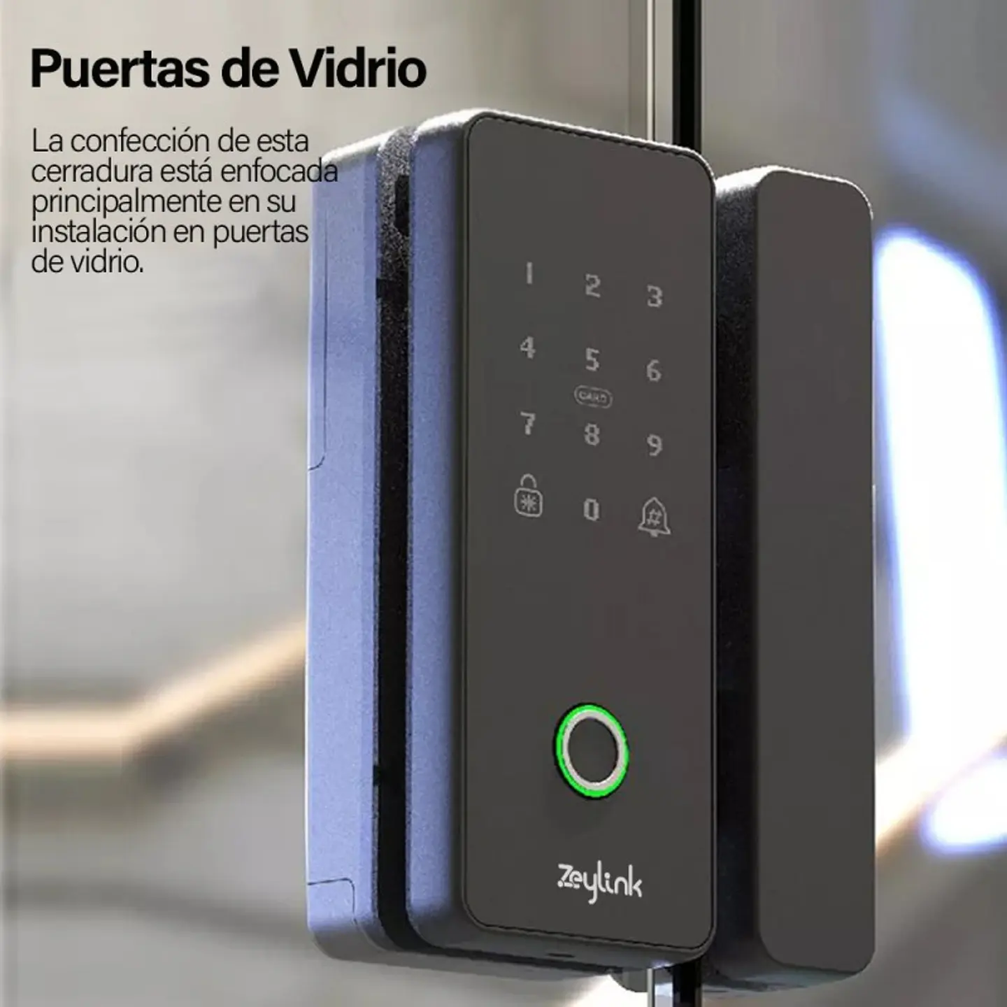 Cerradura Inteligente Para Puerta Vidrio 10-12mm Huella Tarjeta Clave ZLK 3