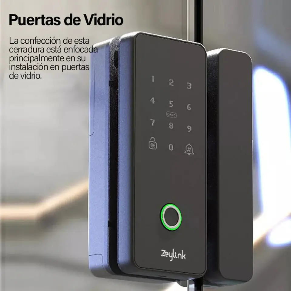 Cerradura Inteligente Para Puerta Vidrio 10-12mm Huella Tarjeta Clave ZLK 3