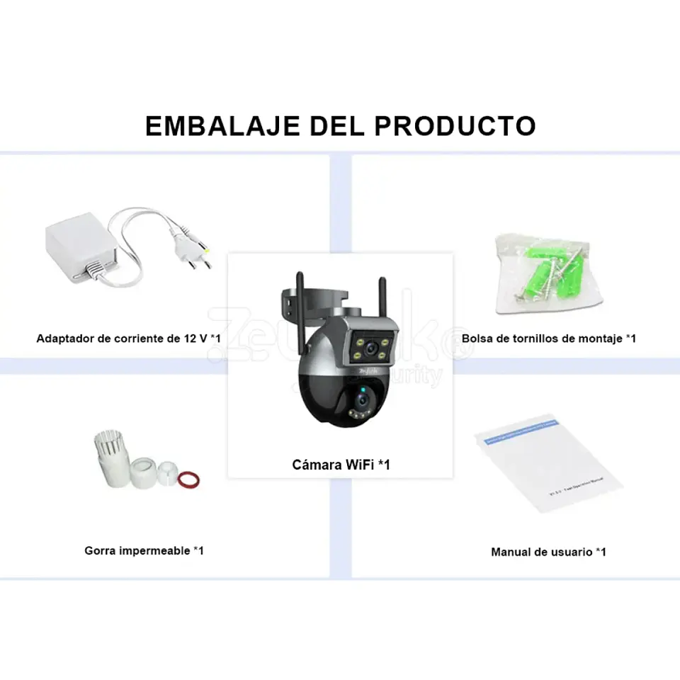 Cámara Seguridad IP Wifi 4MP Exterior Doble Lente Ptz 360° Full Color 7