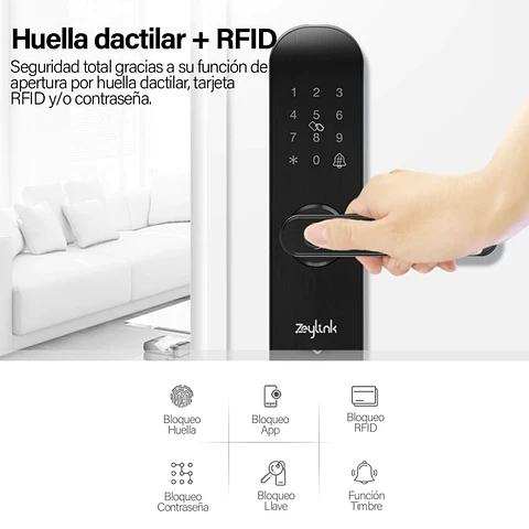 Cerradura Inteligente Wifi+Huella+Clave+Tarjeta Para Airbnb, Booking, Hoteles