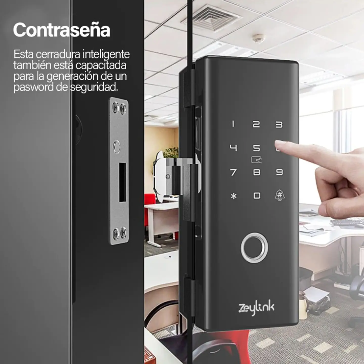 Cerradura Inteligente Para Puerta Vidrio 10-12mm Huella Tarjeta Clave ZLK 5