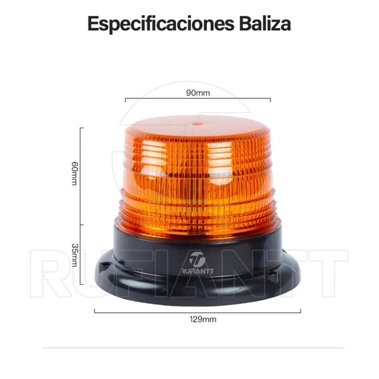 Baliza Led Con Imán Color Ambar Estroboscópica 12 - 60Vdc Emergencia 7