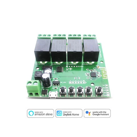 Rele Inalambrico Wifi 4 Canales Domotica Alexa Google App Zeylink Input 12Vdc
