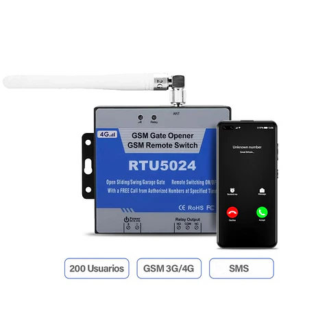 Rtu 5024 4G-3G-GSM Relé Abre Portón Control Vía Llamada Celular-Sms-App