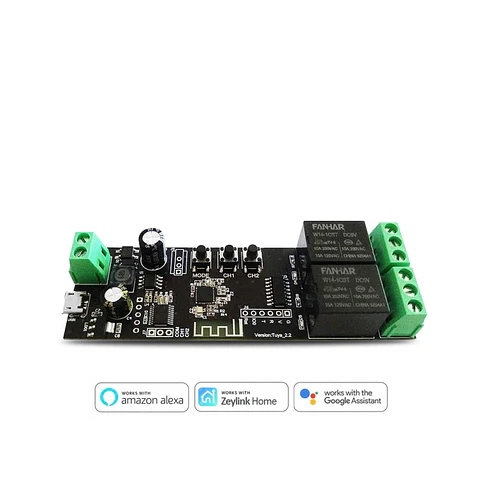Rele Wifi 2 Canales Inalambrico 12V Control 220V App Zeylink
