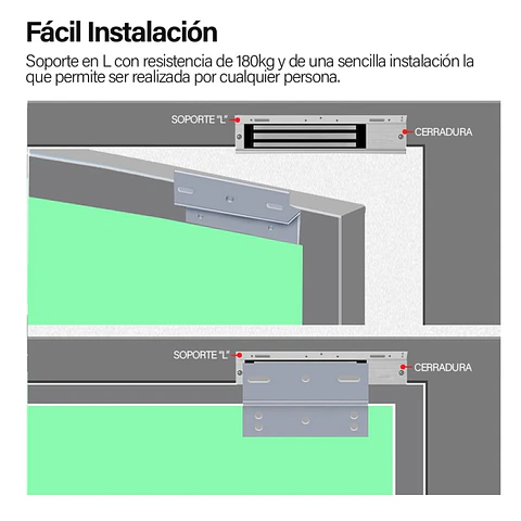 Soporte Bracket En L Para Puerta Cerradura Electromagnética 180Kg