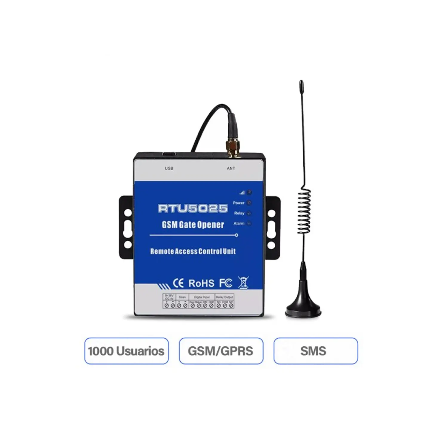 Rtu 5025 4G-3G-2G-GSM Abridor De Puerta Control De Acceso Remoto 1000 Usuarios 1