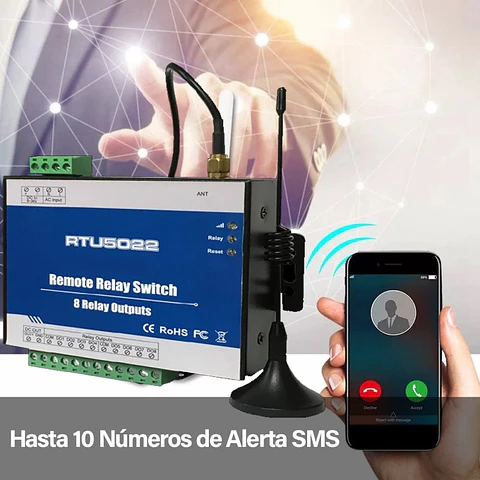 Controlador Gsm Interruptor A Distancia 8 Relés De Salidas Rtu 5022