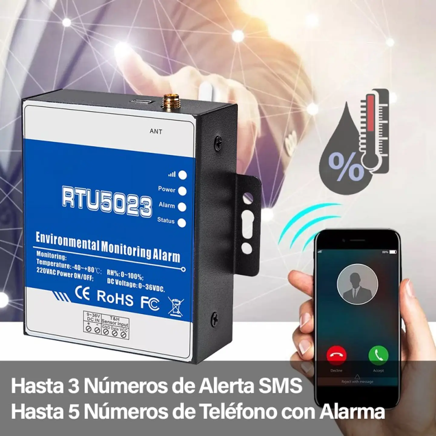 Rtu 5023 4G Gsm Sensor Temperatura Humedad Y Estado De Corte Energía Ac 2