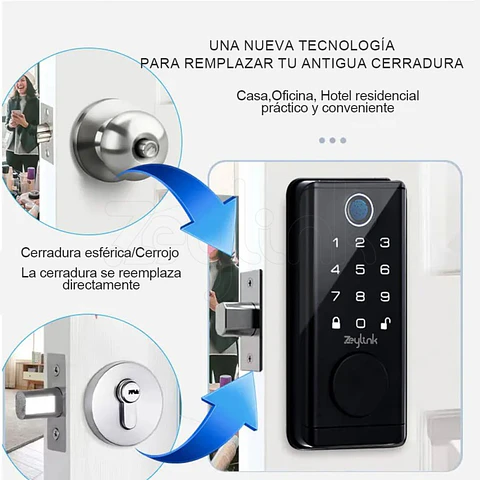 Cerradura Cerrojo Para Cilindrica Pomo Digital Wifi X600 Negro