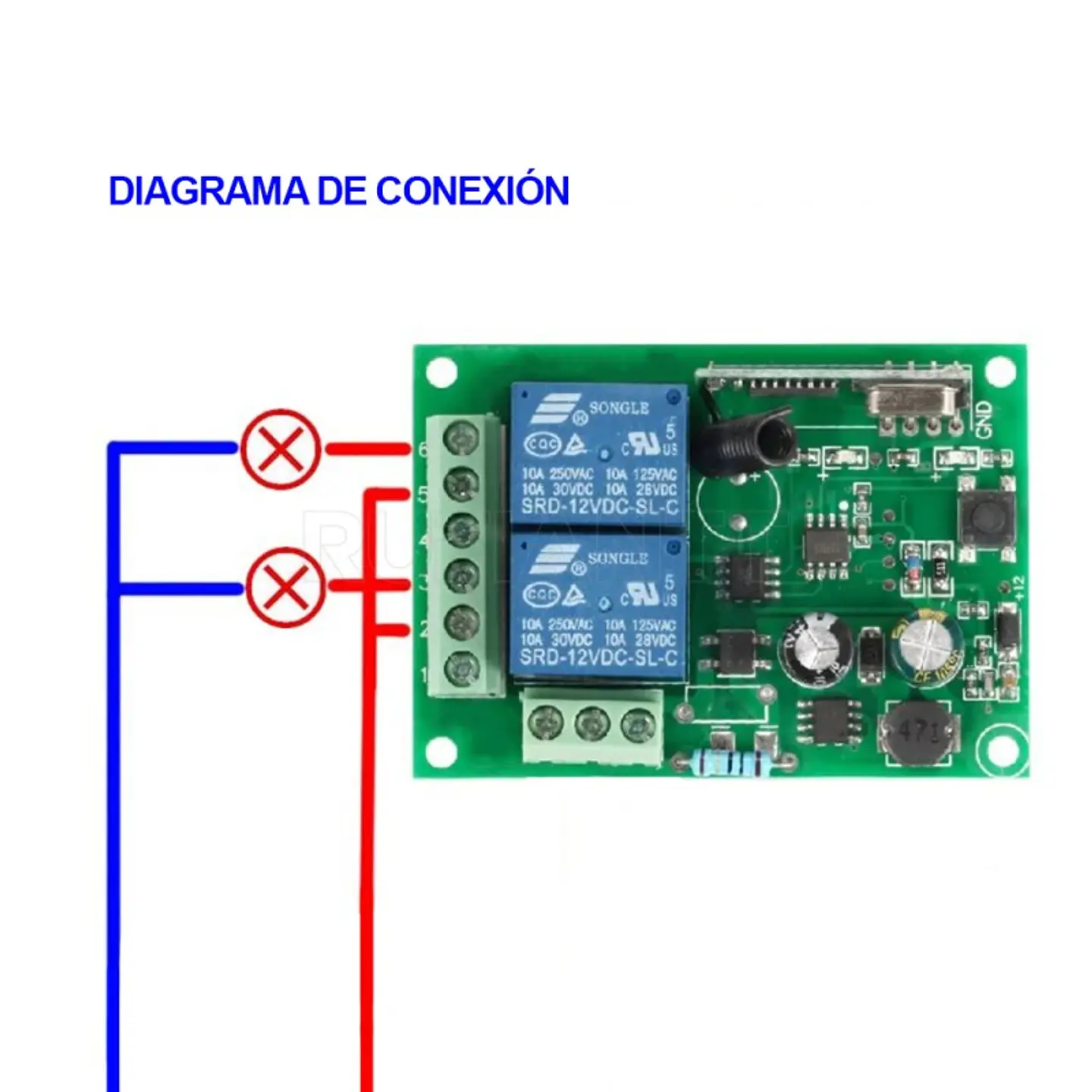 Rele Inalambrico 2 Canales 12v + Control Remoto 433 Mhz  2