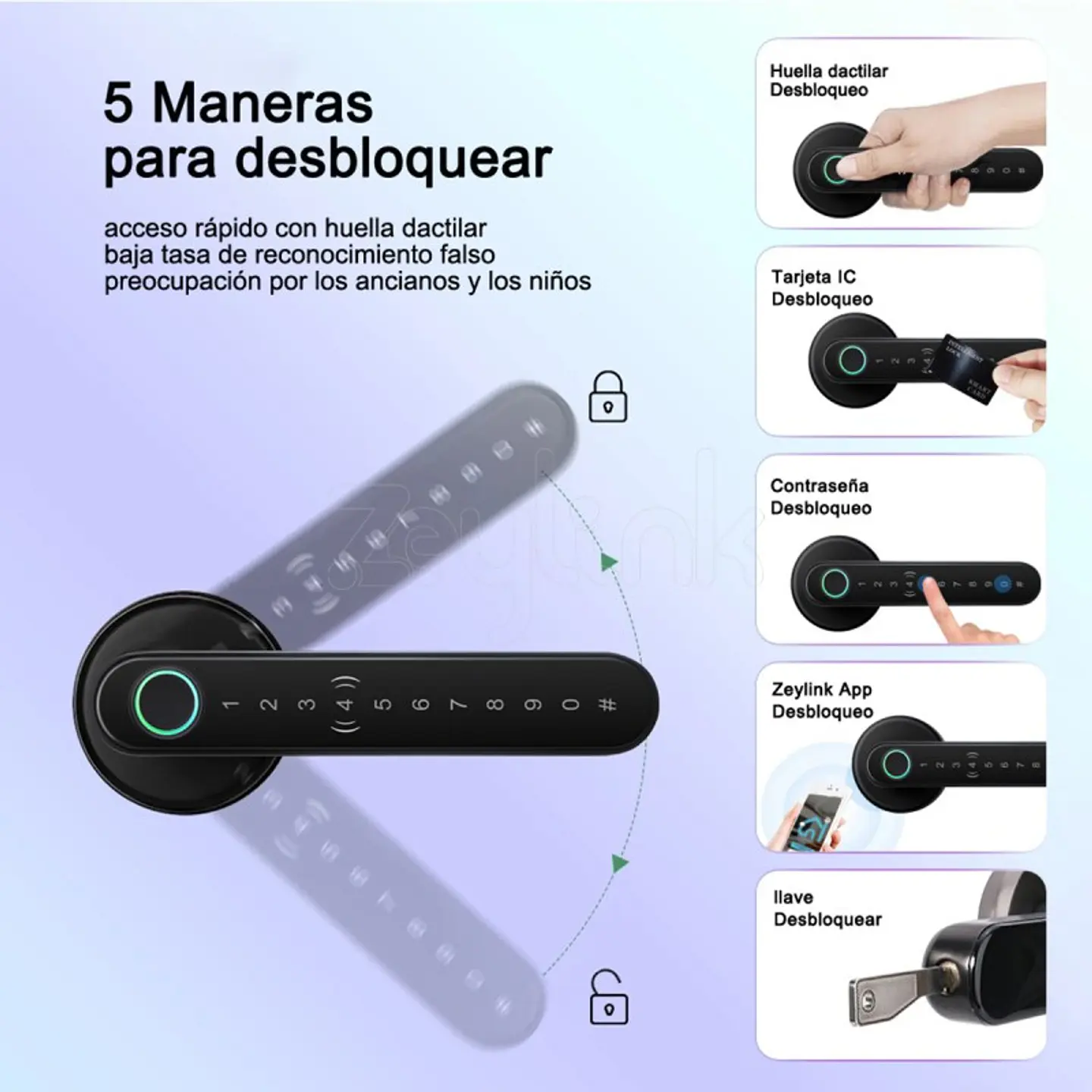Cerradura Inteligente X800S Huella, Clave, Tarjeta Bluetooth Zeylink 3