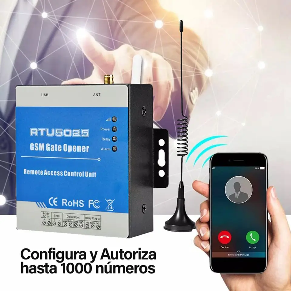 Rtu 5025 4G-3G-2G-GSM Abridor De Puerta Control De Acceso Remoto 1000 Usuarios 2