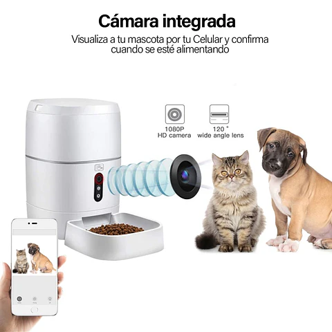 Dispensador Comida Para Perro Gato Mascota Camara Automatico