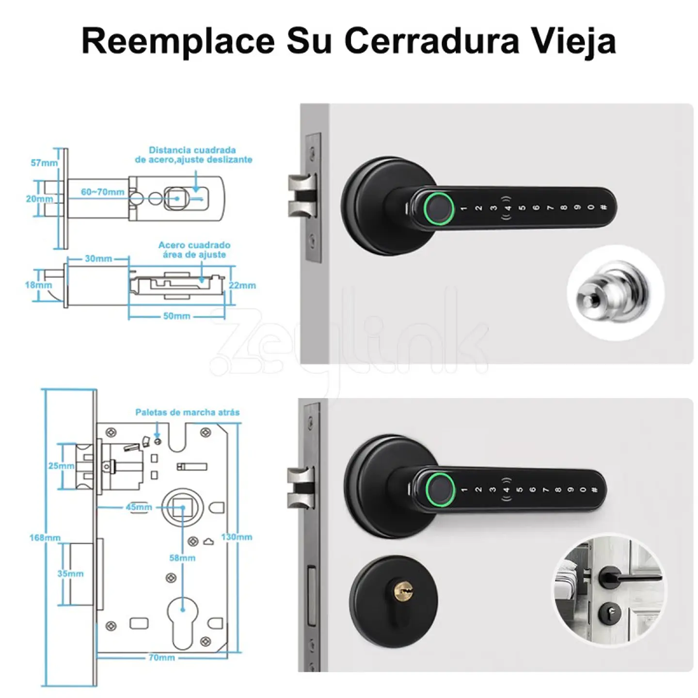 Cerradura Inteligente X800S Huella, Clave, Tarjeta Bluetooth Zeylink 5