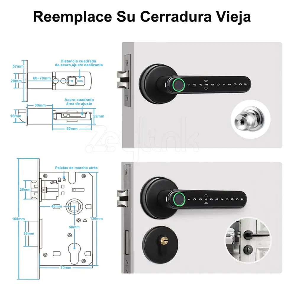 Cerradura Inteligente X800S Huella, Clave, Tarjeta Bluetooth Zeylink 5