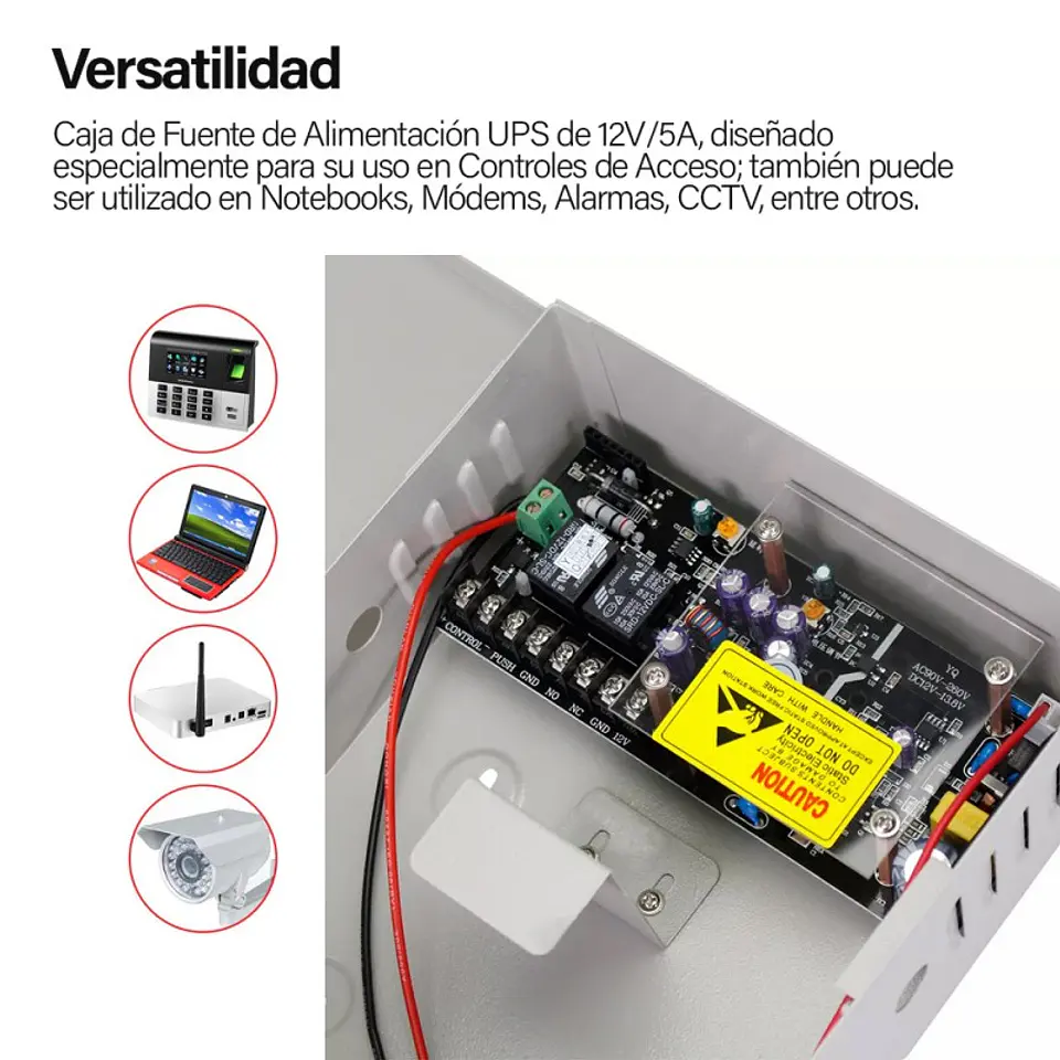 Fuente Ups Batería Respaldo 12V 5A Para Control Acceso Cámaras Cctv Alarmas 2
