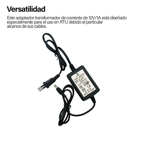 Fuente De Poder Adaptador Transformador Dc 12V 1A Cctv, Rtu, Rele