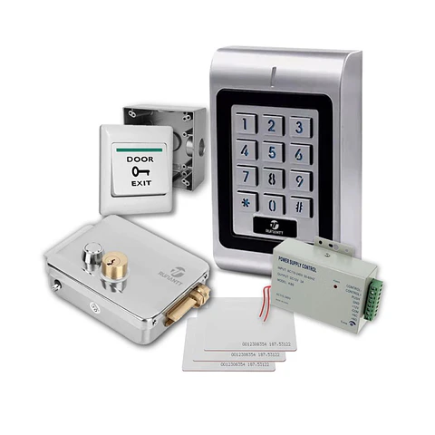 Control Acceso Kit 8 De Seguridad Teclado Anti Vandalico + Chapa Electrica 12Vdc Para Casa Negocio