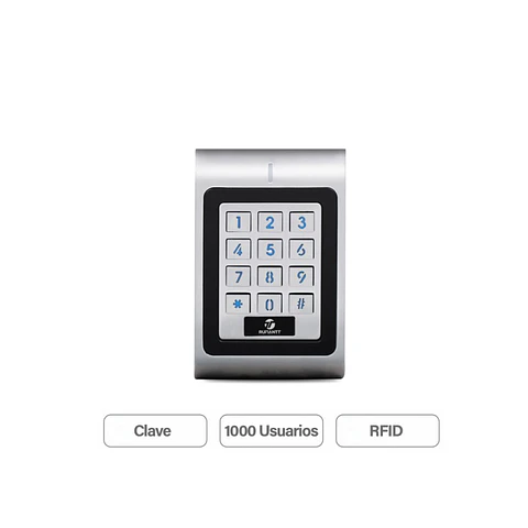 Teclado Control De Acceso Clave Tarjeta Rfid 125Khz Metálico Anti Vandálico