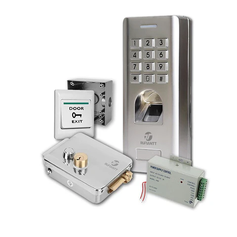 Control Acceso Maxima Seguridad Kit 9 Biometrico Metalico + Chapa Electrica Para Casa Negocio
