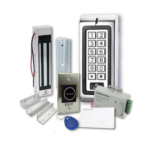 Kit 4 Control Acceso Para Puerta Porton Teclado Anti Vandalico + Chapa Magnetica 280Kg