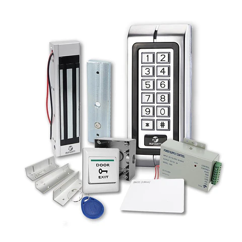 Kit 3 Control Acceso Teclado Anti Vandálico + Chapa Magnética 180Kg Seguridad Puerta