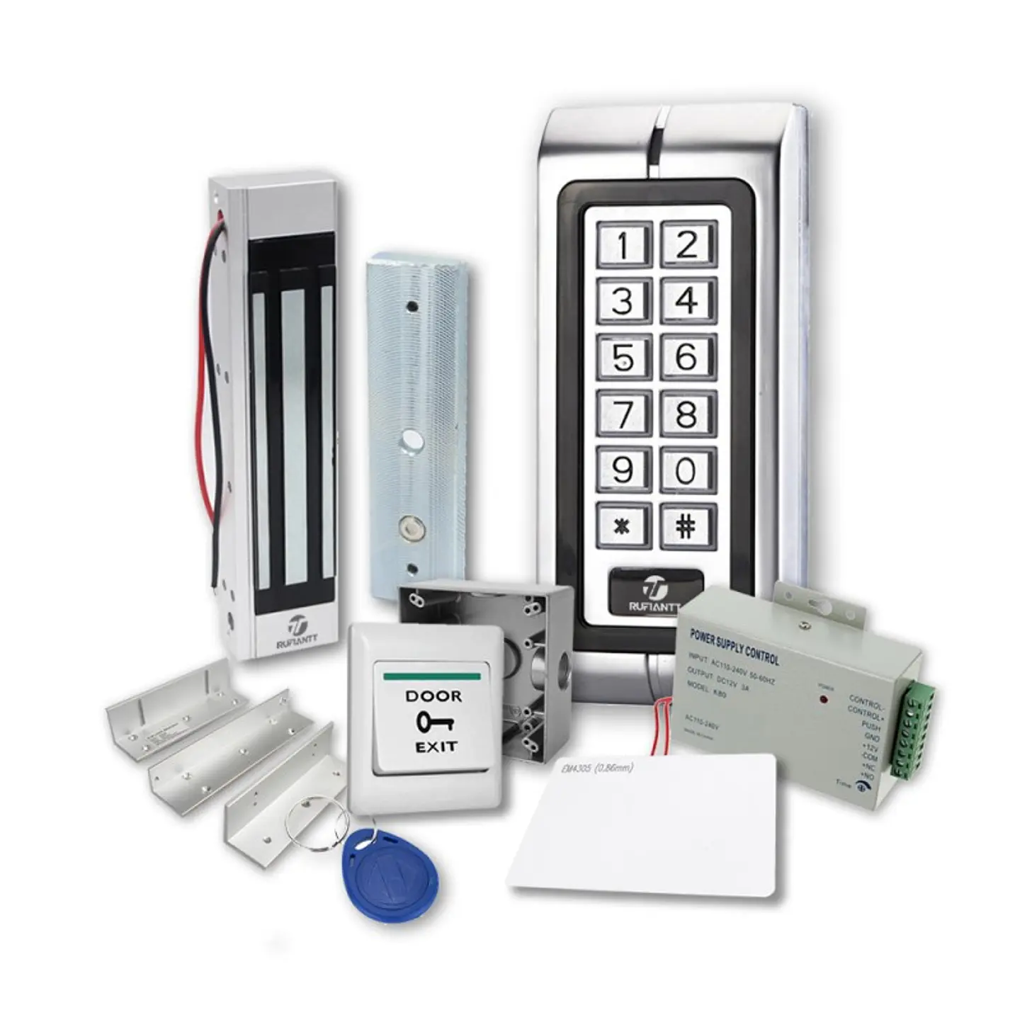 Kit 3 Control Acceso Teclado Anti Vandálico + Chapa Magnética 180Kg Seguridad Puerta 1