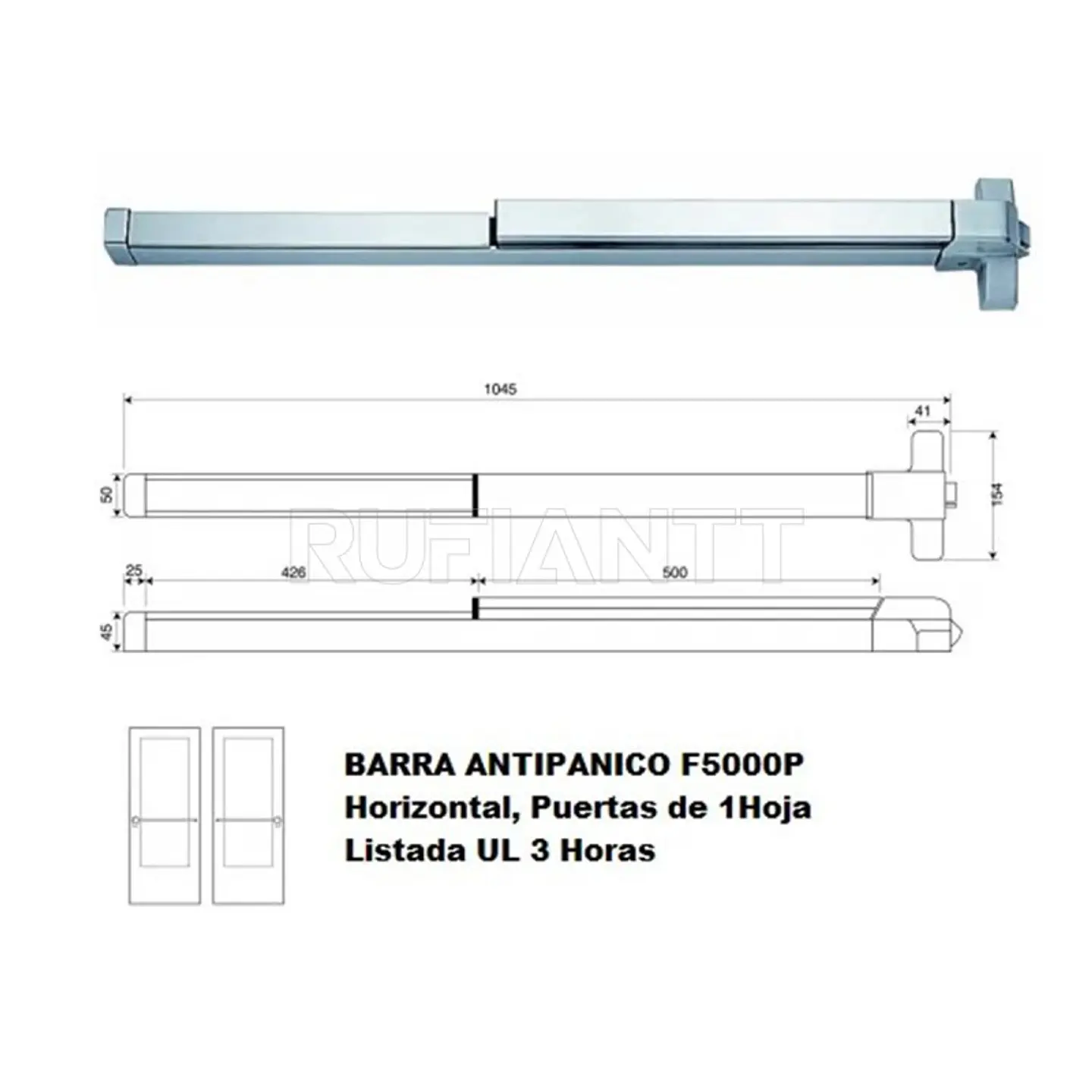 Cerradura Barra Antipanico Para Puerta Simple Emergencia Salida 7