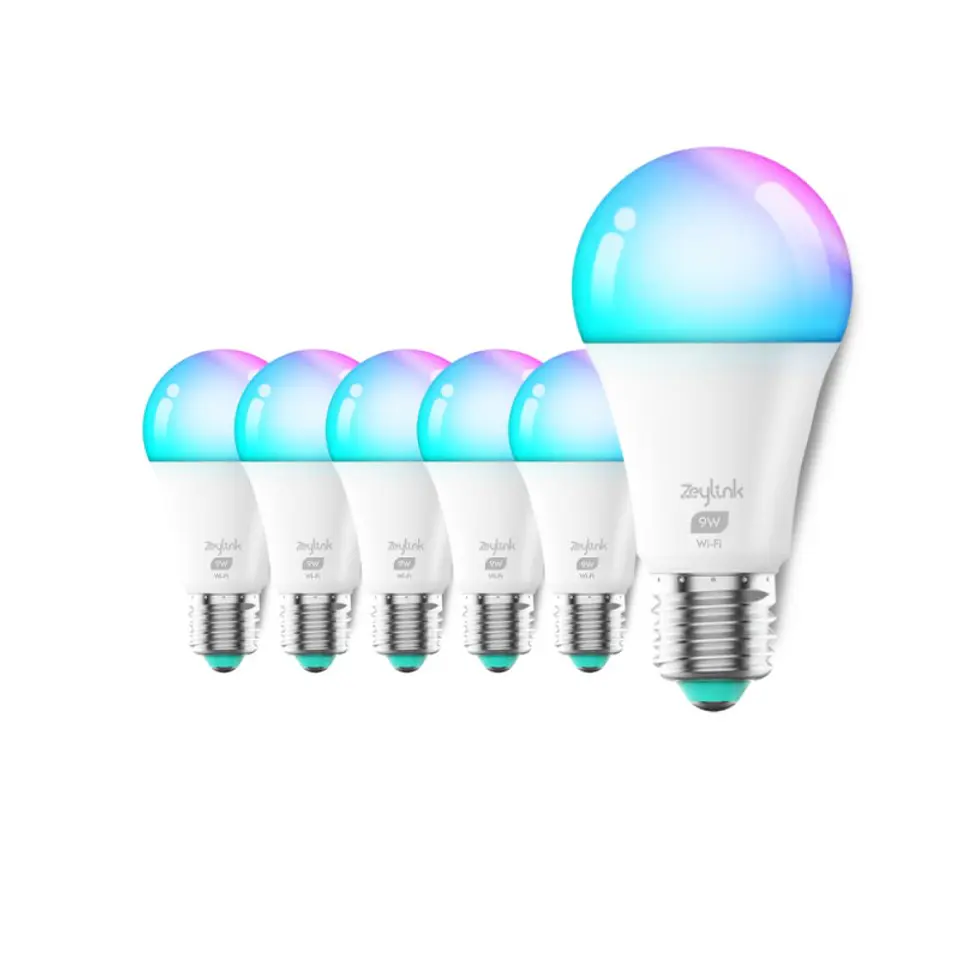 Ampolleta Alexa Google Pack 6 Unidades Wifi 9W Led Multicolor Smart Home 1