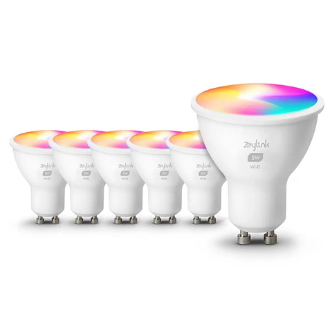 Dicroico Led Gu10 Wifi Pack 6 Unidades 5W Multicolor Alexa Google Smart Home