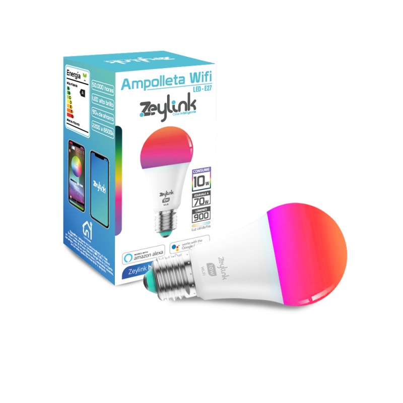Ampolleta Wifi 10W Inteligente Rgb Multicolor Alexa Y Google