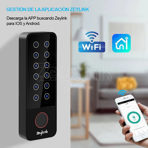 Control Acceso Wifi C350 13.56 MHz  Huella Biométrico Anti Vandálico Zeylink