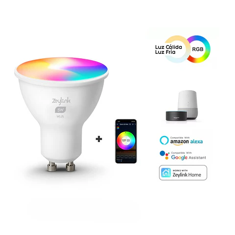Ampolleta Dicroica Wifi Gu10 Inteligente Alexa Google App