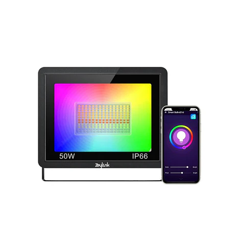 Foco Proyector Led 50W Wifi Zeylink Rgbcw Exterior App