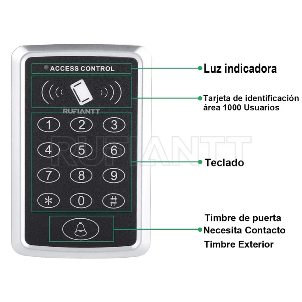 Teclado Botonera Control Acceso Clave y Tarjetas Rfid 125Khz 7
