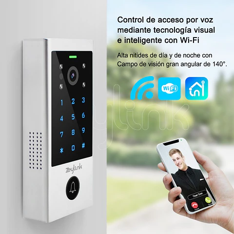 Control de Acceso WiFi C400 Híbrido con Cámara Tipo Video Portero Zeylink
