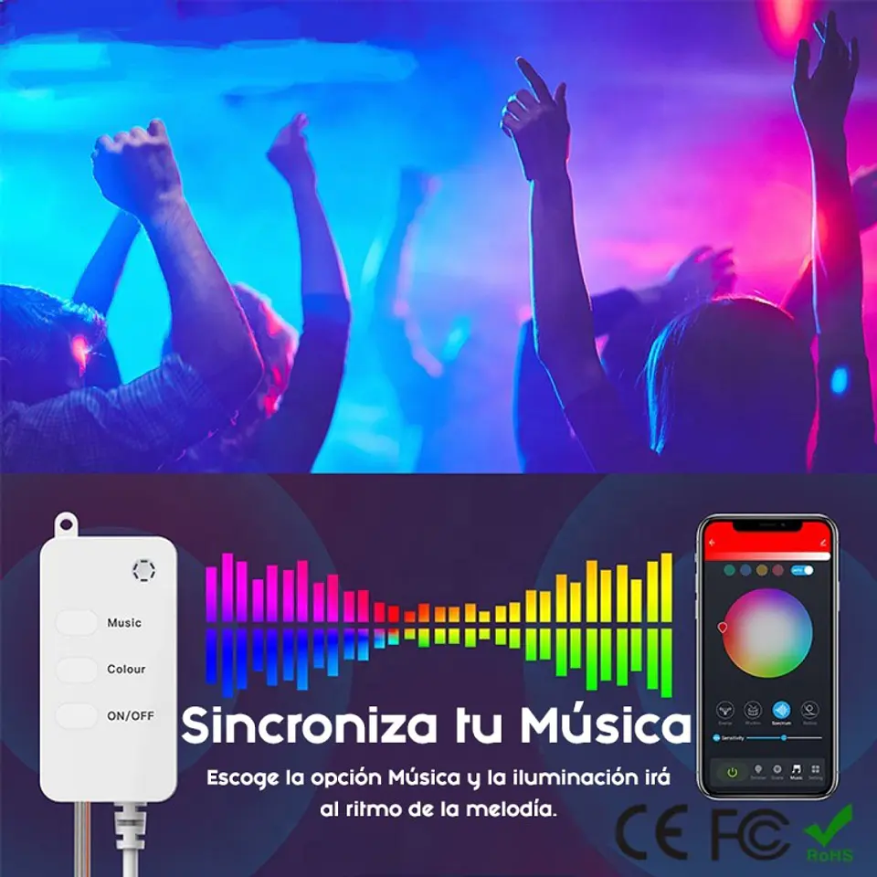 Cinta Led Tira Luces Wifi Rgb Ritmica 10 Mt Alexa Google 3