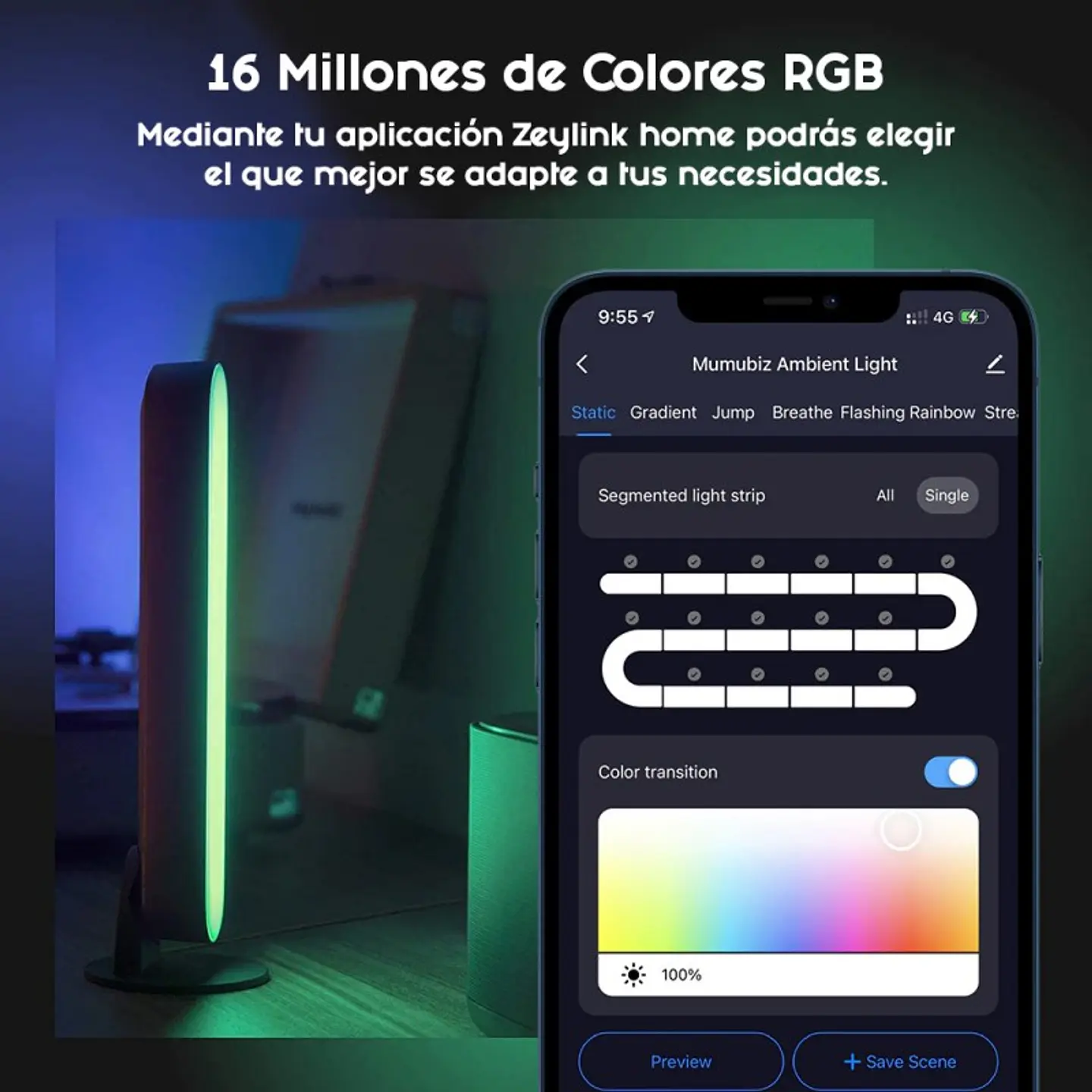 Barra Luz Led Rgb Wifi Para Tv Gamer Living Alexa Google 4