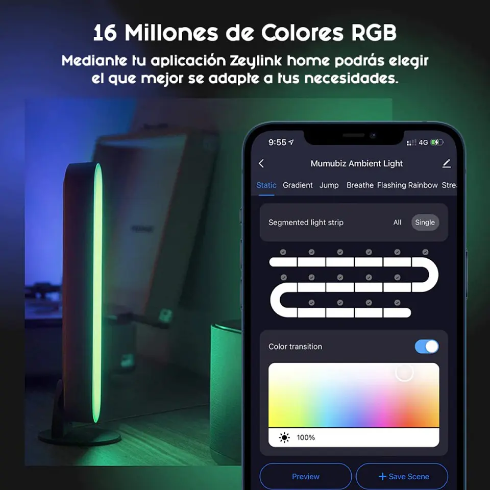 Barra Luz Led Rgb Wifi Para Tv Gamer Living Alexa Google 4