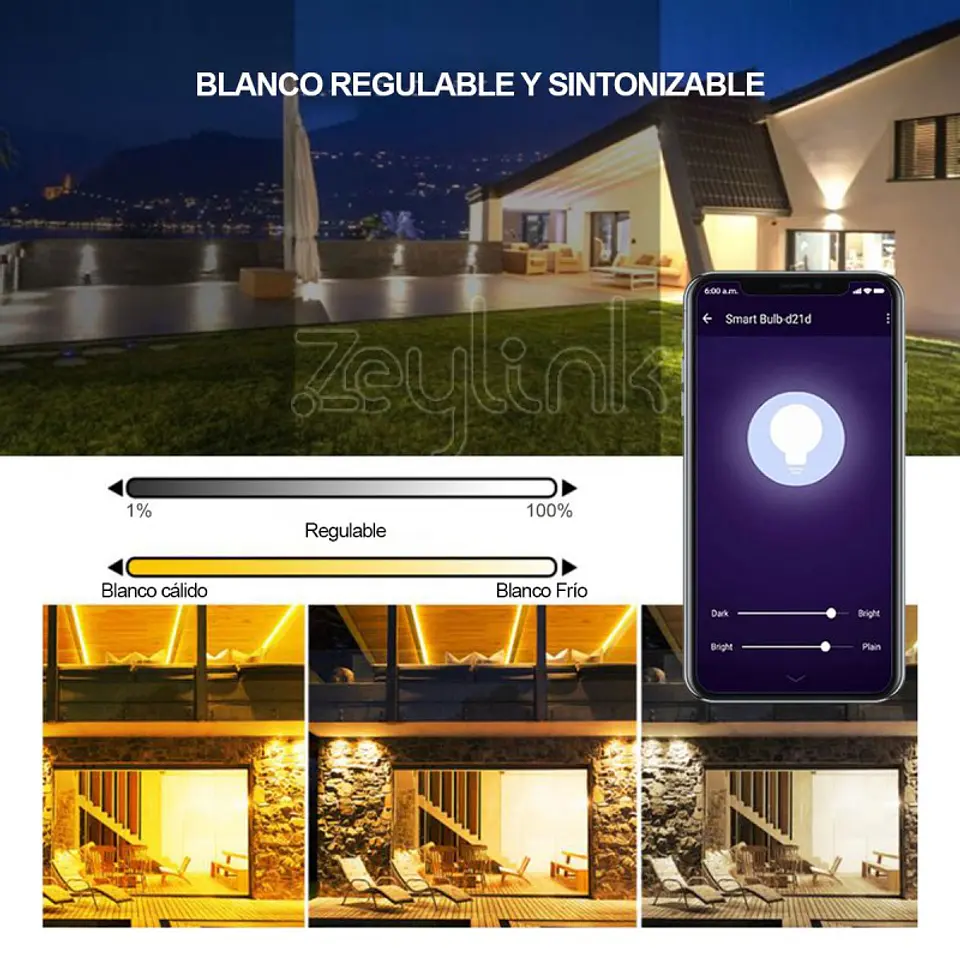 Foco Proyector Led 50W Wifi Zeylink Rgbcw Exterior App 5