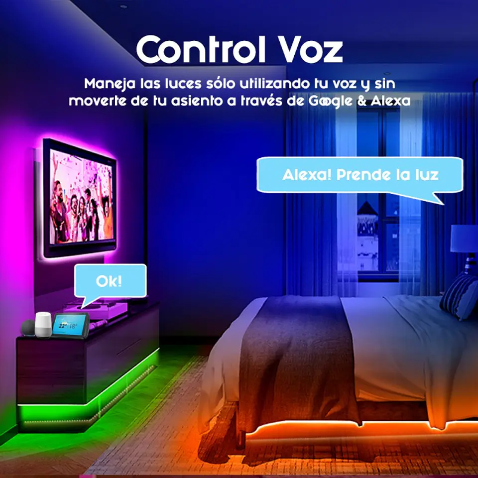 Cinta Led Tira Luces Wifi Rgb Ritmica 10 Mt Alexa Google 7