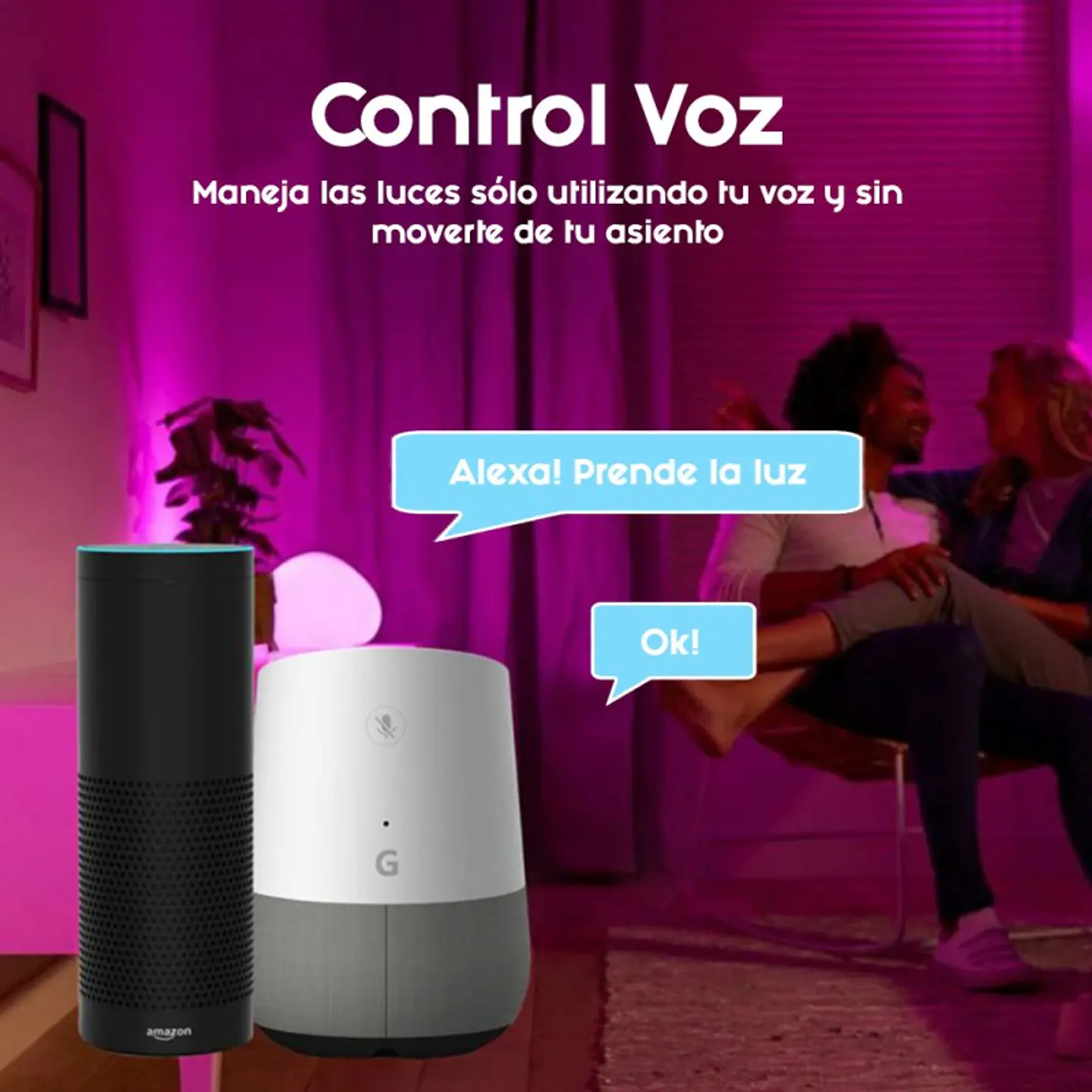 Ampolleta Wifi 9W Inteligente Multicolor Alexa Google App 7