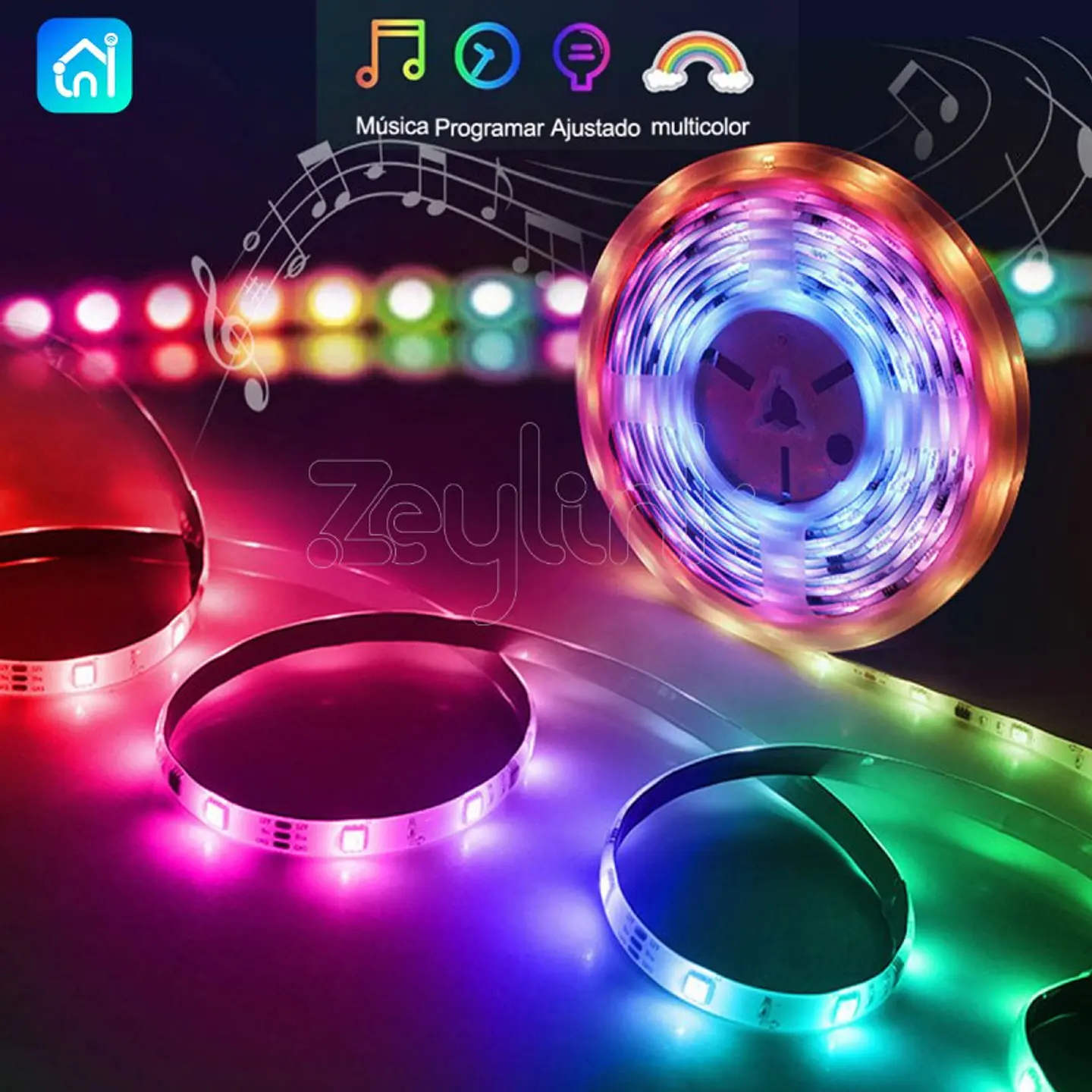 Tira Cinta Luces Led Rgb Zeylink Wifi 10 Mt Alexa Google 9