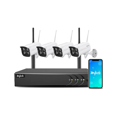 Kit Nvr 4 Cámaras 5MP 3K Inalámbrico Wifi Seguridad Cctv Exterior Zeylink