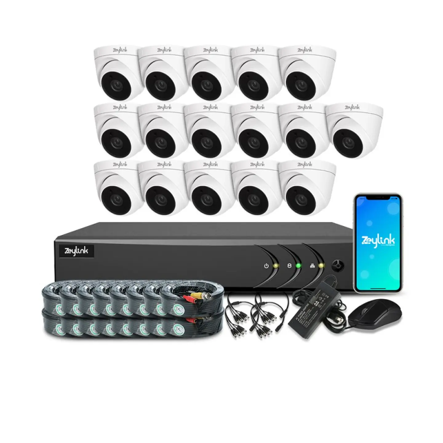 Kit Cctv Dvr Zeylink 16 Cámaras De Seguridad Domo 2Mp Para Casa Negocio Alta Difinicion Profesional 1