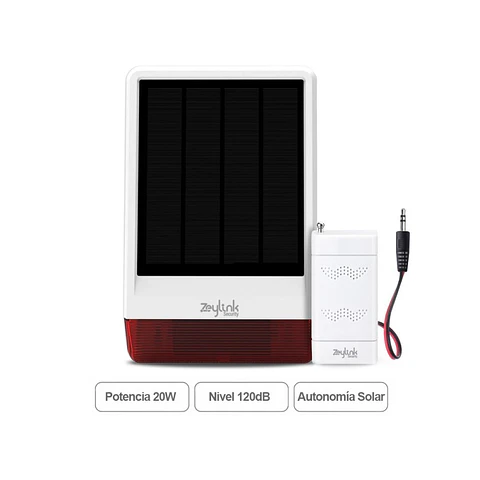 Sirena Solar Exterior 120Db Inalámbrica 433 Mhz Autónoma Para Alarmas