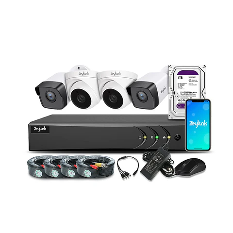 Kit De Vigilancia Dvr 2 Camaras Domo + 2 Bala Exterior 5Mp Maxima Difinicion + Dd 1Tb